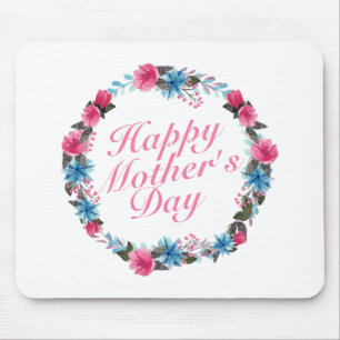 Elegant Happy Mother's Day Floral Wreath Mousepad