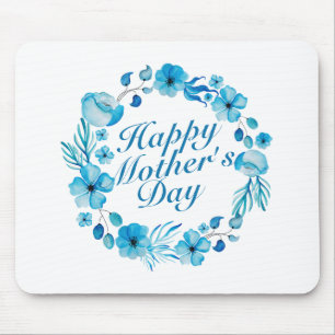 Elegant Happy Mother's Day Floral Wreath Mousepad
