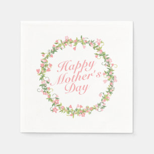 Elegant Happy Mother's Day Floral Wreath Napkin