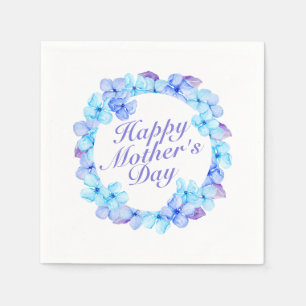 Elegant Happy Mother's Day Floral Wreath   Napkin