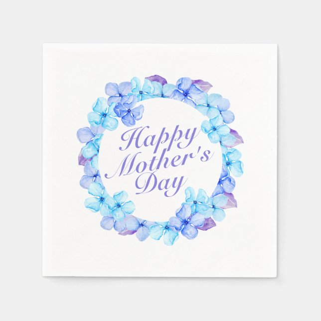 Elegant Happy Mother's Day Floral Wreath | Napkin (Front)
