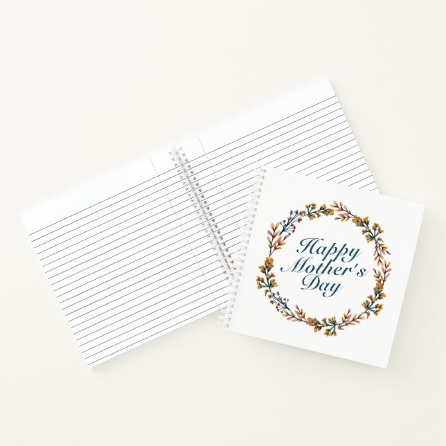 Elegant Happy Mother's Day Floral Wreath Notebook (Inside)
