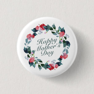Elegant Happy Mother's Day Floral Wreath Pin