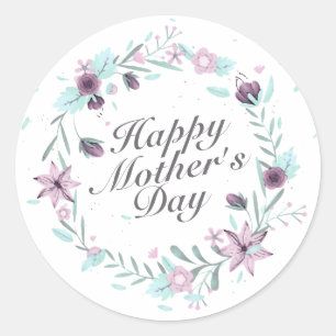 Elegant Happy Mother's Day Floral Wreath Sticker