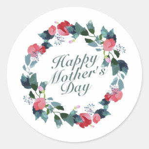 Elegant Happy Mother's Day Floral Wreath Sticker