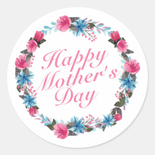 Elegant Happy Mother's Day Floral Wreath Sticker