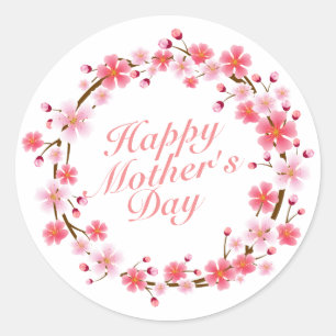 Elegant Happy Mother's Day Floral Wreath Sticker