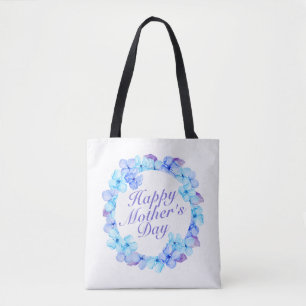 Elegant Happy Mother's Day Floral Wreath Tote Bag