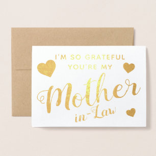 Elegant Happy Mother's Day for Mother-in-Law Gold Foil Card