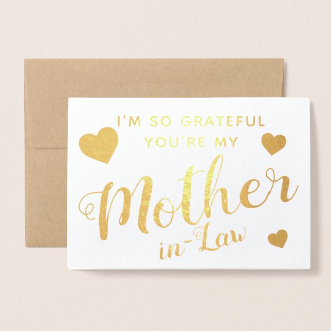 Elegant Happy Mother's Day for Mother-in-Law Gold Foil Card (Front With Envelope)