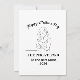 Elegant "Happy Mother's Day" Mum and Baby Line Holiday Card