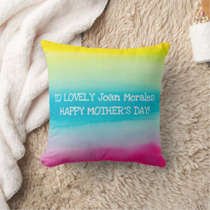 Elegant Happy Mother's Day Name Date Artsy Painted Cushion