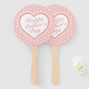 Elegant Happy Mother's Day Pink Hearts Hand Fan