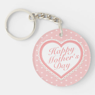 Elegant Happy Mother's Day Pink Hearts Keychain