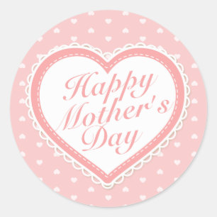 Elegant Happy Mother's Day Pink Hearts Sticker