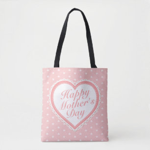 Elegant Happy Mother's Day Pink Hearts Tote Bag