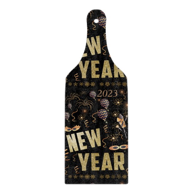 Elegant Happy New Year 2023,Gold Glitter Festivel  Cutting Board (Front)