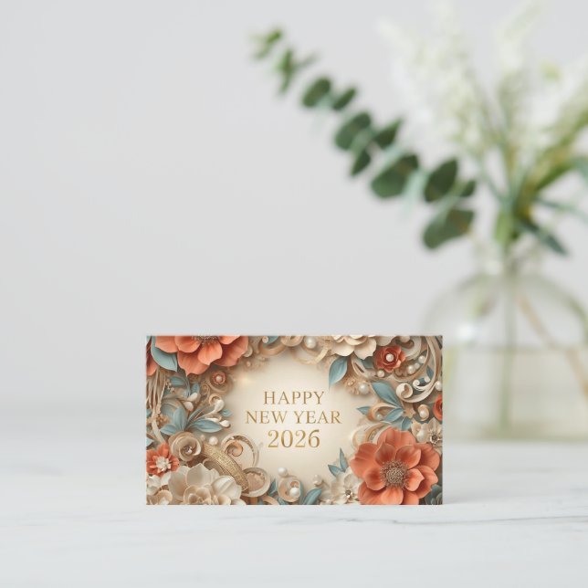 elegant happy new year 2026 business card (Standing Front)