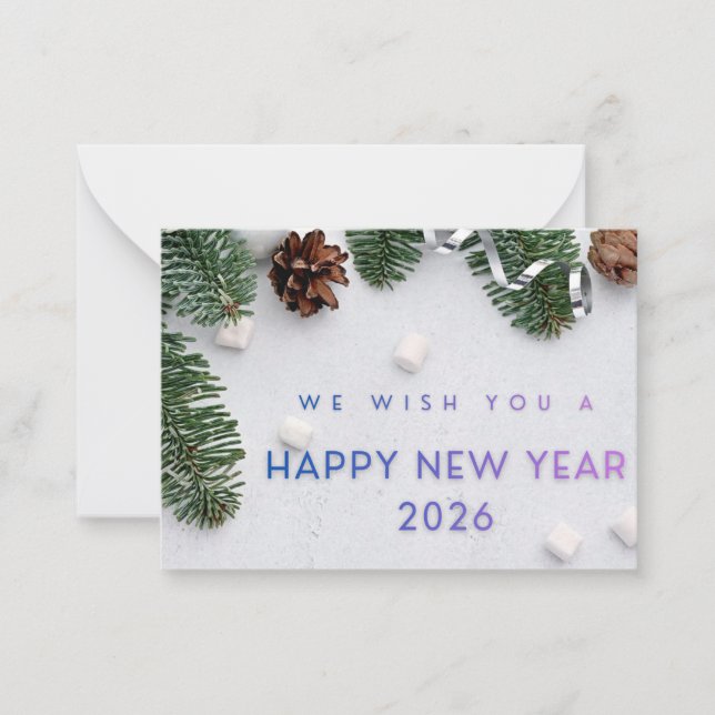 Elegant Happy New Year 2026 Flat Note Card (Front)