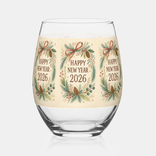 elegant happy new year 2026 hampagne glass (Front)