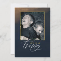 Elegant Happy New Year 5 x 7 Card - 1 Photo