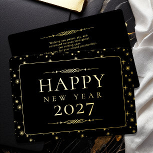 Elegant Happy New Year Business Gold Foil  Holiday Card
