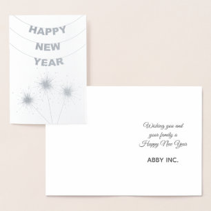 Elegant Happy New Year Corporate Silver Foil Card