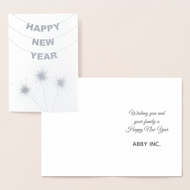 Elegant Happy New Year Corporate Silver Foil Card (Display)