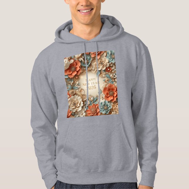 elegant happy new year floral hoodie (Front)