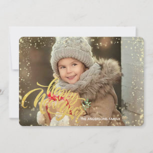 Elegant Happy New Year Gold Glitter Dotsa Ho Holiday Card