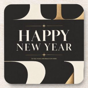 Elegant Happy New Year Greeting with Modern style Coaster