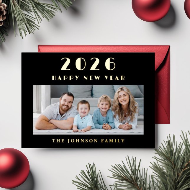 Elegant Happy New Year Photo Gold Foil Holiday Card (Creator Uploaded)