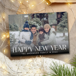Elegant Happy New Year Photo Modern Vintage Holiday Card