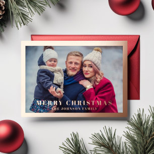 Elegant Happy New Year Photo Rose Gold Foil Holiday Card