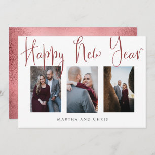 Elegant Happy New Year Rose Gold Photo Collage
