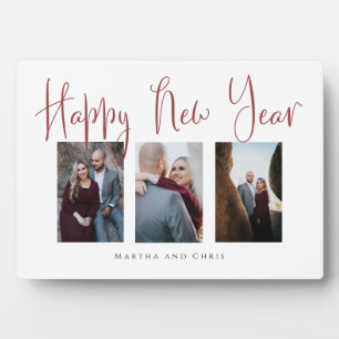 Elegant Happy New Year Rose Gold Photo Collage  Plaque