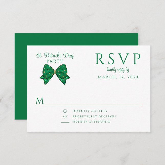 Elegant Happy St. Patrick's Day Party RSVP Card (Front/Back)