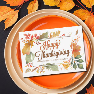 Elegant Happy Thanksgiving Customised Business Holiday Card
