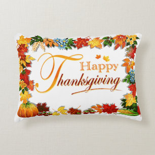 Elegant Happy Thanksgiving Greetings Decorative Cushion