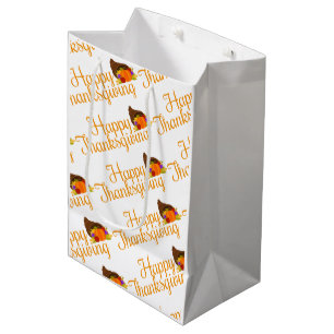 Elegant Happy Thanksgiving Greetings Medium Gift Bag