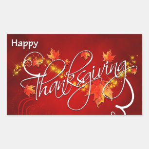 Elegant Happy Thanksgiving Greetings Rectangular Sticker