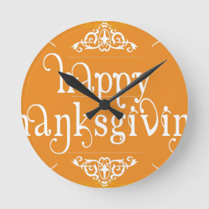 elegant happy thanksgiving round clock