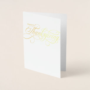 Elegant Happy Thanksgiving script design Foil Card