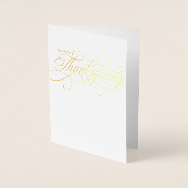 Elegant Happy Thanksgiving script design Foil Card (Front)