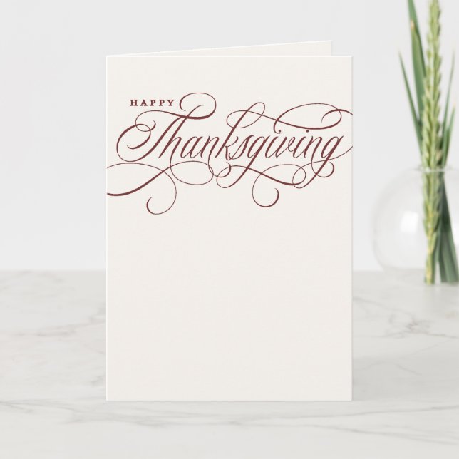 Elegant Happy Thanksgiving script design Holiday Card (Front)