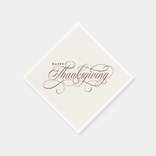 Elegant Happy Thanksgiving script design Napkin