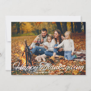 Elegant Happy Thanksgiving Script Typography Photo Holiday Card