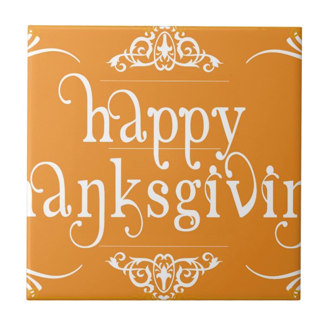 elegant happy thanksgiving tile (Front)
