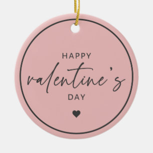 Elegant Happy Valentine's day Blush Pink Ceramic Tree Decoration