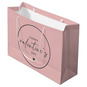 Elegant Happy Valentine's day Blush Pink Large Gift Bag